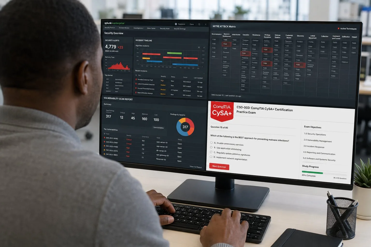 CompTIA CySA+ Certification Training Course: Advanced Cybersecurity Analyst & Official Exam Included