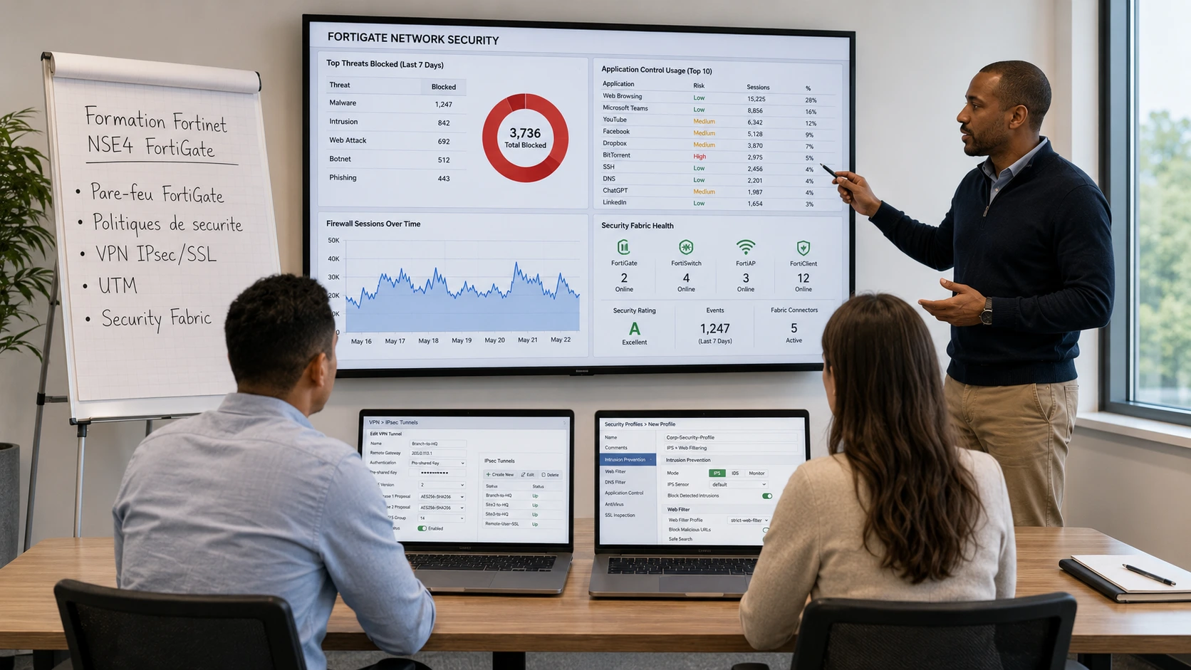 Formation Fortinet NSE4 – Maîtrisez FortiGate pour sécuriser votre infrastructure réseau avec FortiOS