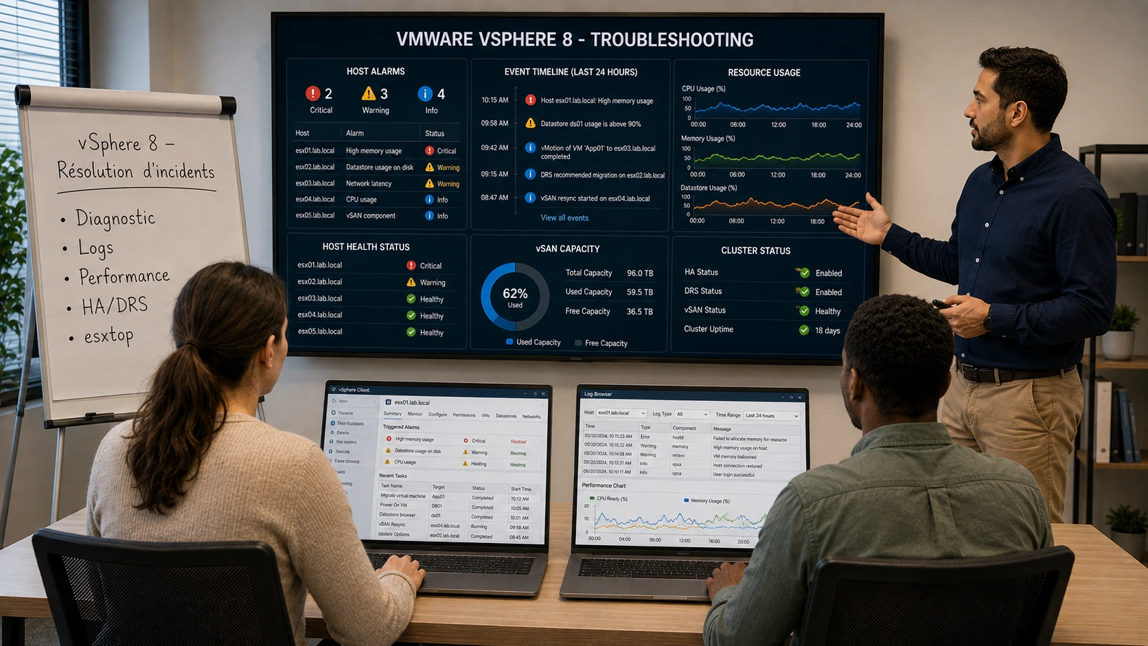 Formation vSphere 8 – Résolution d’incidents complexes en environnement virtualisé