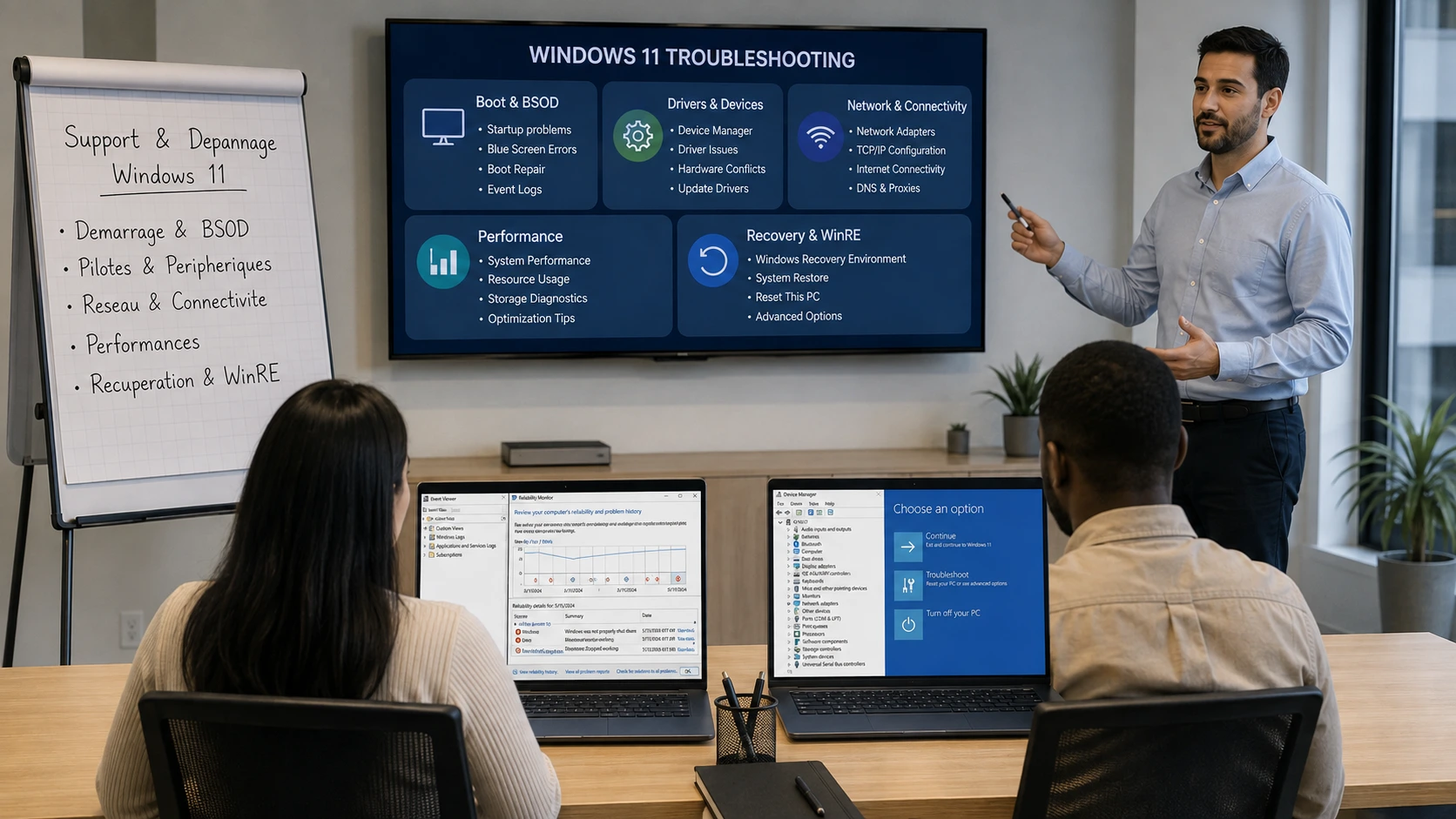 Formation Windows 11 Support technique, dépannage expert et gestion avancée des postes clients